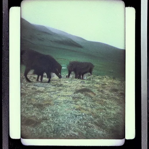 Prompt: polaroid of Fell beasts by Tarkovsky
