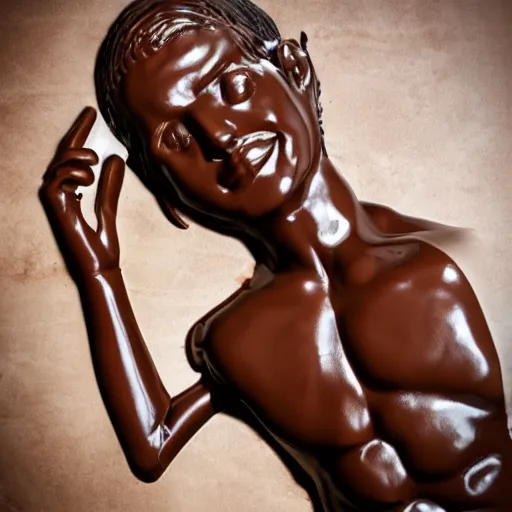 Image similar to man made of chocolate melting