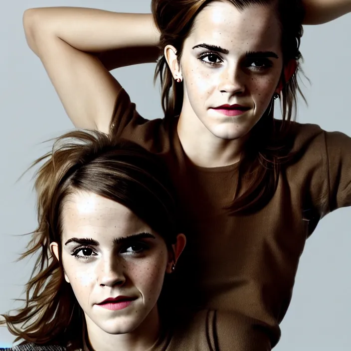 Prompt: emma watson pointing her face looking to the left. portrait by martin schoeller. detailed, 4 k, morning hour.