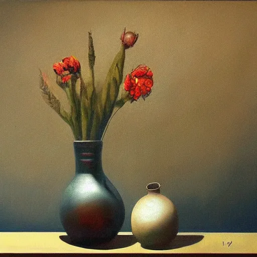 Image similar to an empty vase by ivan seal, painting, surreal