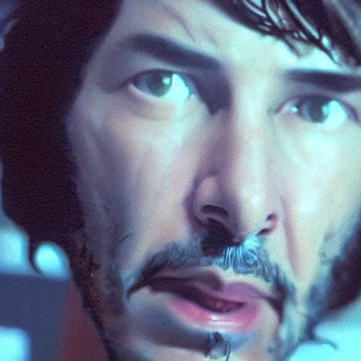 Prompt: beautiful hyperrealism three point perspective film still of Keanu Reeves having face hugger breakthrough surgery in medical bay in Aliens(1988) extreme closeup portrait in style of 1990s frontiers in translucent porclein miniature street photography seinen manga fashion edition, miniature porcelain model, focus on face, eye contact, tilt shift style scene background, soft lighting, Kodak Portra 400, cinematic style, telephoto by Emmanuel Lubezki