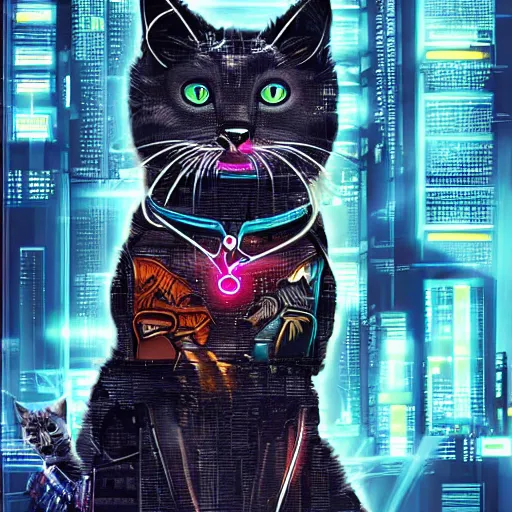 Image similar to cyberpunk cat