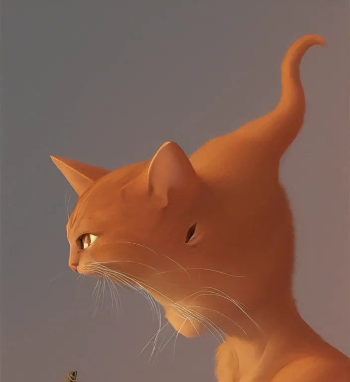 Image similar to anthropomorphic female cat, trending on artstation art edward hopper and james gilleard, zdzislaw beksinski, highly detailed, cg society contest winner