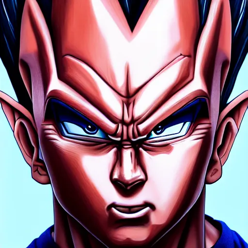 Image similar to ultra detailed portrait painting of vegeta, cinematic shot, trending on artstation, brush stroke, high quality, redshift render, photorealistic portrait