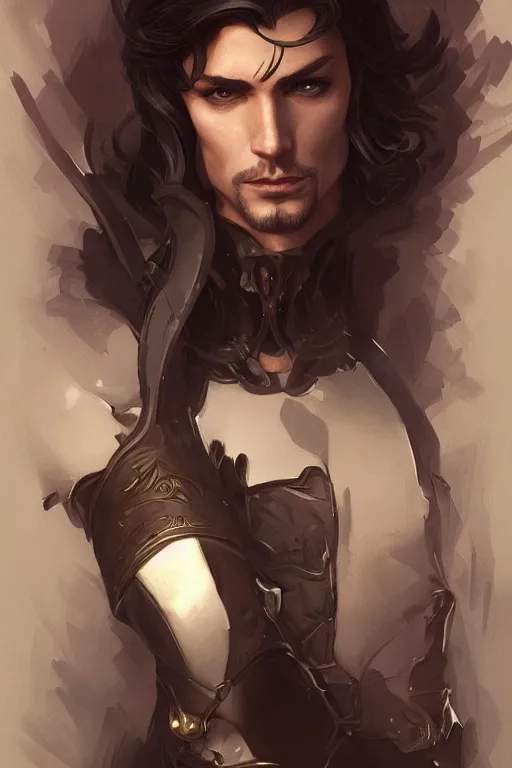 Prompt: male rogue character, deep focus, d & d, fantasy, intricate, elegant, highly detailed, digital painting, artstation, concept art, matte, sharp focus, illustration, art by artgerm and greg rutkowski and alphonse mucha