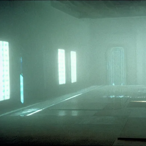 Image similar to an empty room, still from the movie bladerunner