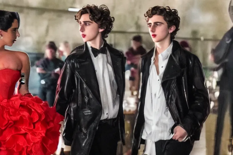 Prompt: lady gaga and timothee chalamet meet, red weapon 8 k s 3 5, cooke anamorphic / i lenses, highly detailed, cinematic lighting