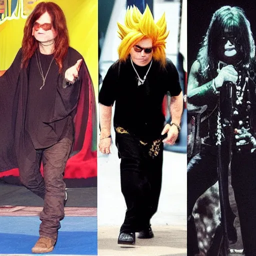 Image similar to ozzy osbourne has become a super saiyan