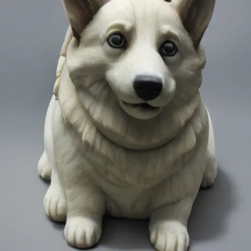 Image similar to Marble statue of a corgi