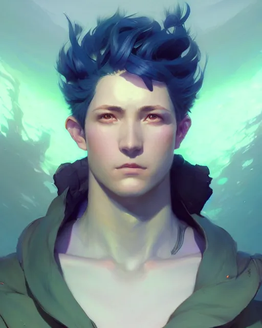 Prompt: devotion, male portrait, paladin, indigo. detailed hair, intricate environment, fantasy art by krenz cushart, rossdraws, ilya kuvshinov, peter mohrbacher, greg rutkowski, craig mullins, thomas kinkade, victo ngai. unreal engine 5 highly detailed, blender, octane, ray tracing. sharp focus, masterpiece, post processing