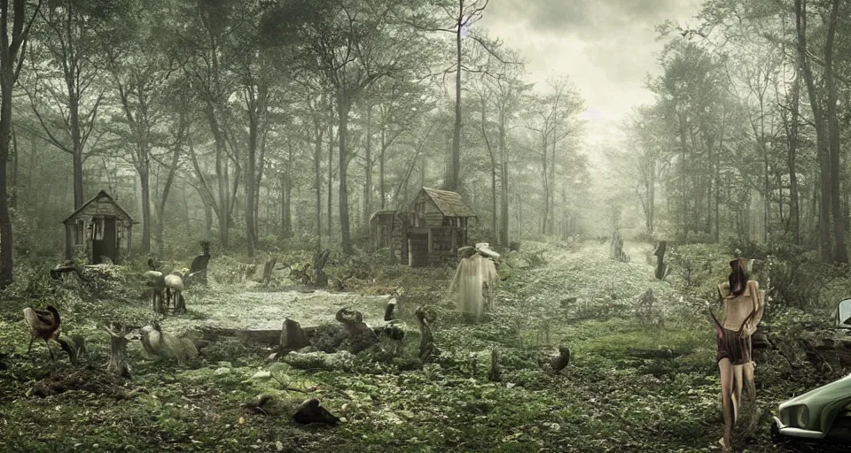 Image similar to Enchanted and magic forest, by gregory crewdson