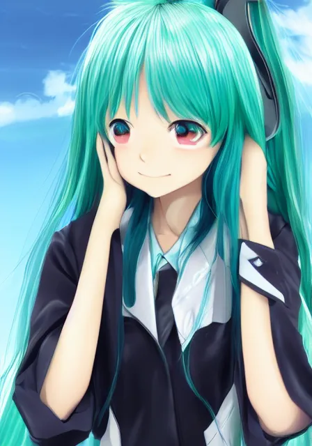 Prompt: A realistic anime portrait of Hatsune Miku, by Yoneyama Mai, highly detailed, illustration, trending on ArtStation, two-dimensional