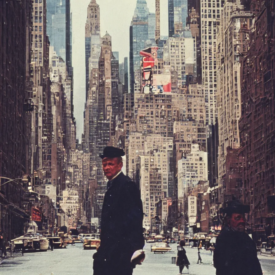 Image similar to street photograph portrait in new york from the 1 9 6 0 s, photographed on colour film, photo taken with ektachrome, featured on shutterstock