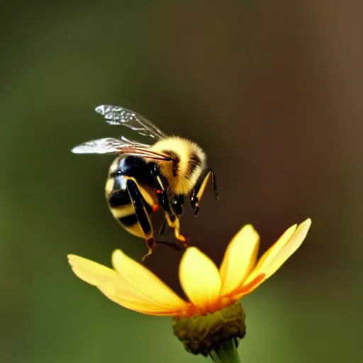 Image similar to a bee landing on a burning flower, the forest is on fire, there is fire everywhere, beautiful macro photography, perfect focus, nice composition