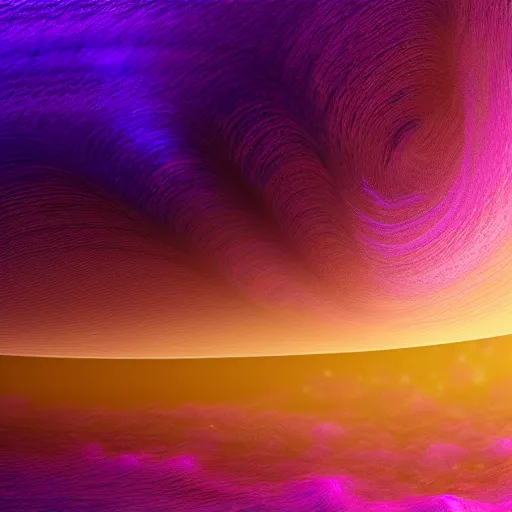 Prompt: An ocean of purple light made of particles and waves, digital art