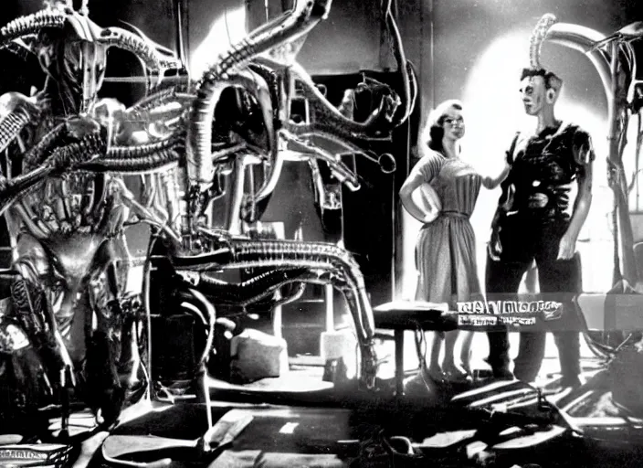 Image similar to scene from the 1956 science fiction film Aliens