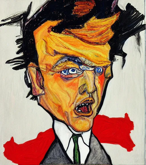 Image similar to painting of an angry donald trump by egon schiele