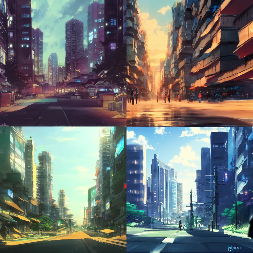 Prompt: Anime cityscape by Makoto Shinkai, concept art, trending on art station, 8k