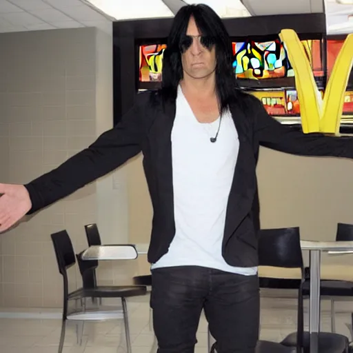 Image similar to criss angel mindfreak levitating over mcdonalds