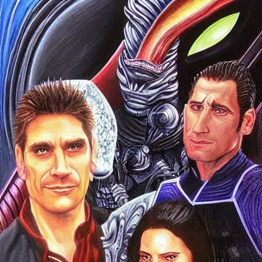 Prompt: the cast of farscape ( television show ), highly detailed painting