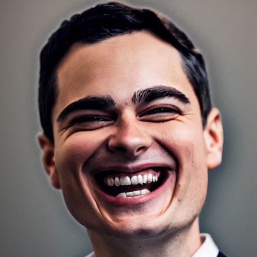 Image similar to Ben Shapiro laughing as the world burns