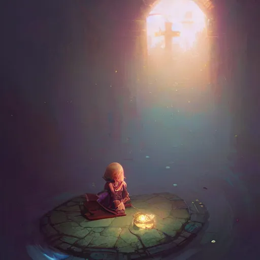 Image similar to kirby reading the bible, religious, christianity, video game, nintendo, high qiality, loading screen, unreal engine, fantasy art by greg rutkowski, loish, rhads, ferdinand knab, makoto shinkai and lois van baarle, ilya kuvshinov, rossdraws, tom bagshaw, global illumination, radiant light, detailed and intricate environment