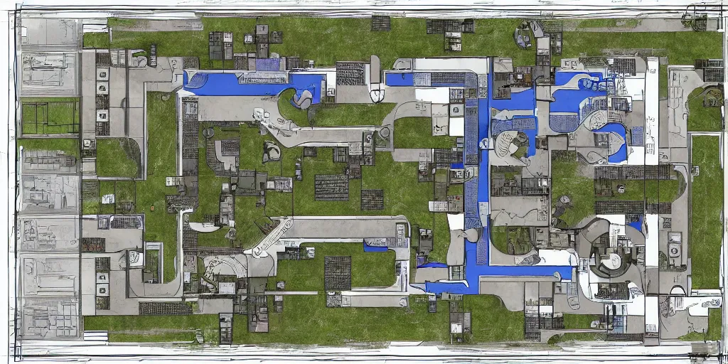 Image similar to architectural floor plan gears of war map hybrid halo map, symmetrical outpost, award winning design