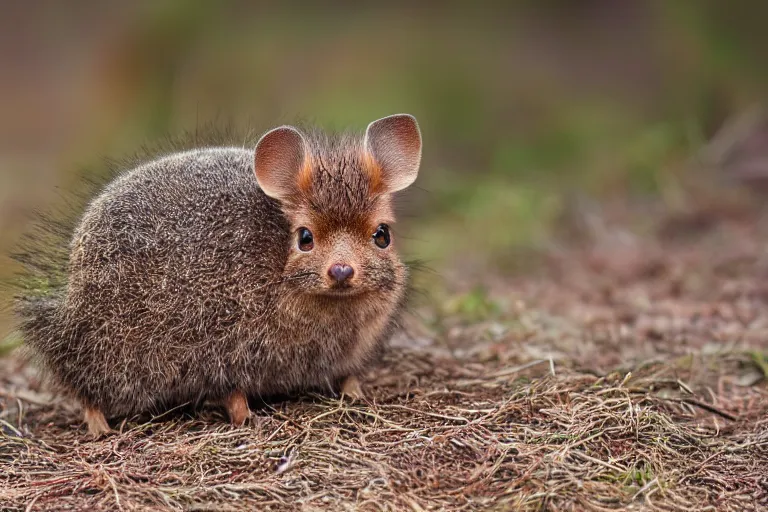 Image similar to a pudu chinchilla!!! hybrid! hyper realistic!! realistic lighting!! wildlife photographer of the year!!! bold natural colors, national geographic, hd, wide angle, 8 k