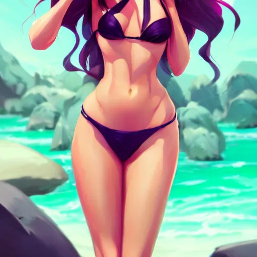 Prompt: a portrait of a beautiful bikini model, art by lois van baarle and loish and ross tran and rossdraws and sam yang and samdoesarts and artgerm, digital art, highly detailed, intricate, sharp focus, Trending on Artstation HQ, deviantart, unreal engine 5, 4K UHD image