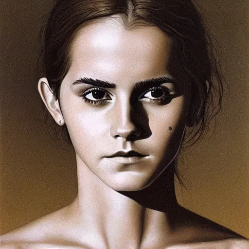 Prompt: Emma Watson. Zdzisław Beksiński