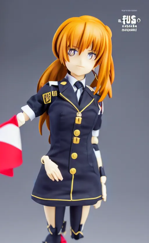 Prompt: toy photo, realistic face, kancolle uniform, portrait of the action figure of a girl, anime character anatomy, 3d printed, plastic and fabric, figma by good smile company, collection product, dirt and smoke background, navy flags, realistic military gear, 70mm lens, hard surfaces, photo taken by professional photographer, trending on Twitter, symbology, 4k resolution, low saturation, realistic ship addons