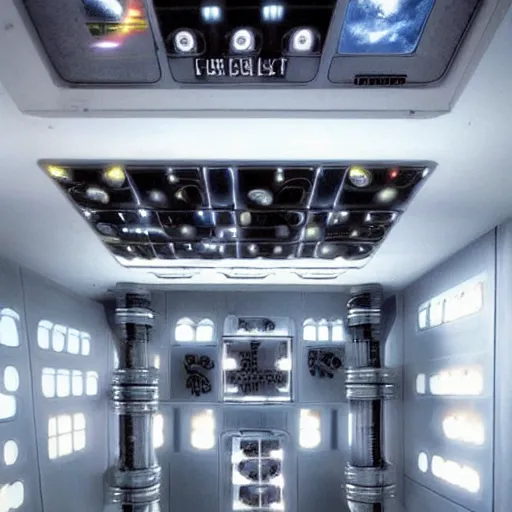 Prompt: A Star Trek transporter room in the style of Alien (1979), with dripping pipes.