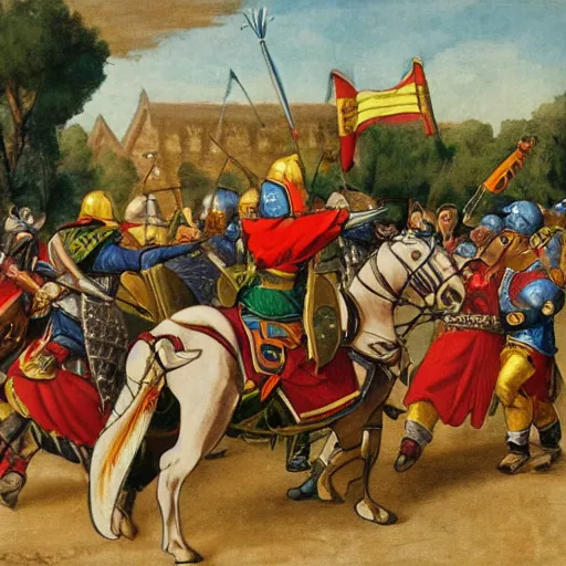 Image similar to a jousting tournament, anime