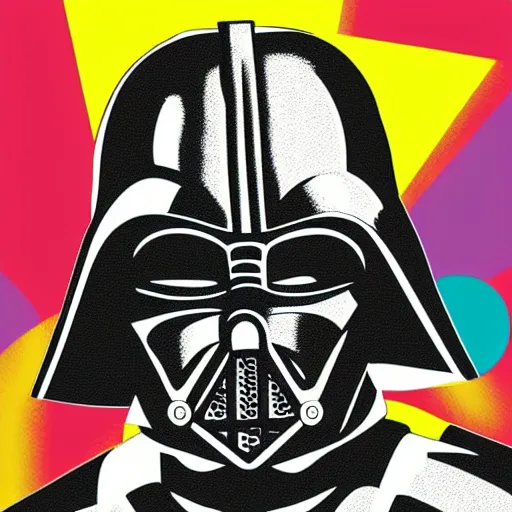 Image similar to vader in the style of pop art, high definition, vector graphic