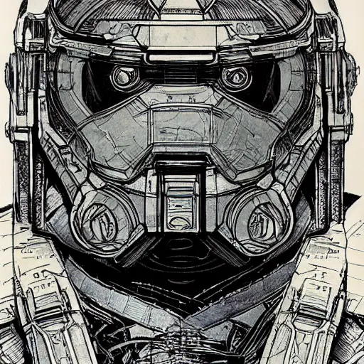 Prompt: master chief by ed fairburn, joseph clement coll, franklin booth