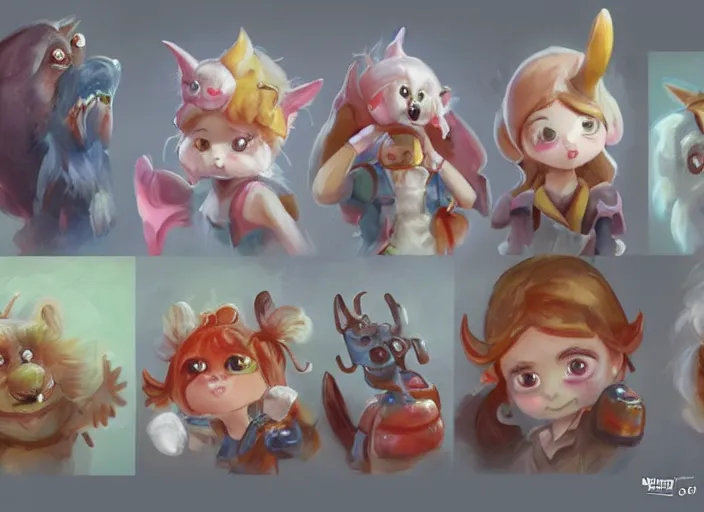 Image similar to concept art of cute candy characters, oil painting by Jama Jurabaev, extremely detailed, brush hard, artstation, for AAA game, high quality