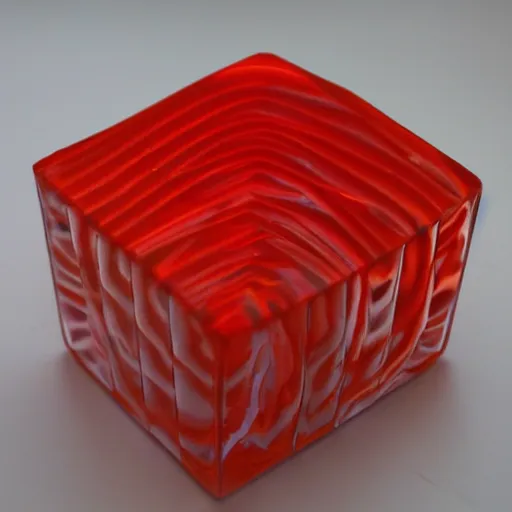 Image similar to a cube made of warping melting plastic