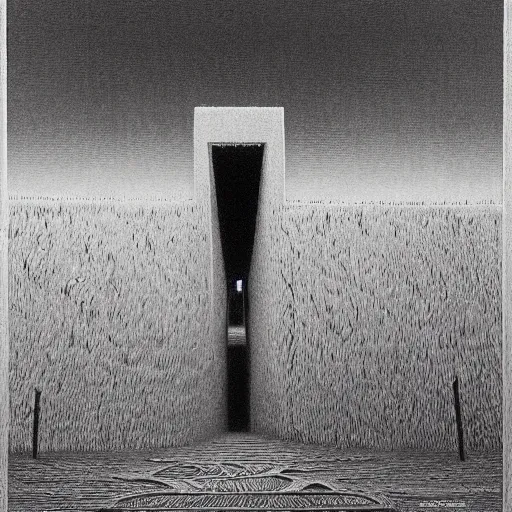 Image similar to the gates of heaven closed why lost souls try to climb over the gates style of Zdzisław Beksiński 8k hyperdetailed