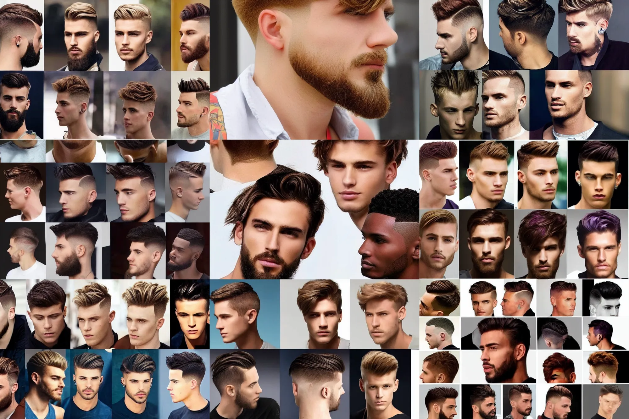 Prompt: male hairstyles, various color