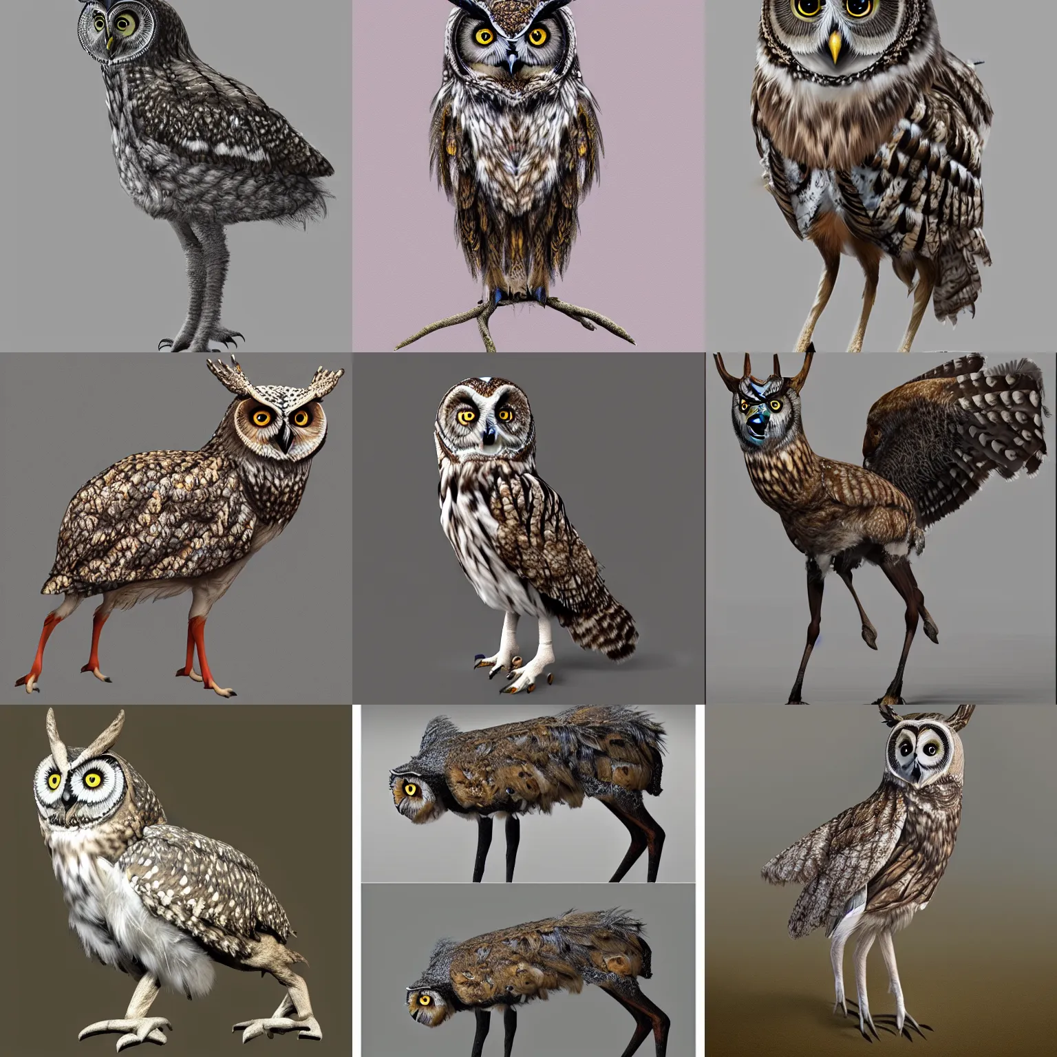 Prompt: an owl feathered deer, trending on artstation, highly detailed, full body