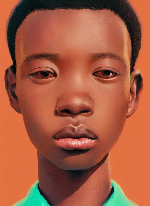 Image similar to colourful upper half portrait of an african boy - art by tenmyouya hisashi & hsiao - ron cheng, highly detailed, digital painting, illustration, smooth, sharp focus, intricate, symmetry, pinterest, behance, artstation