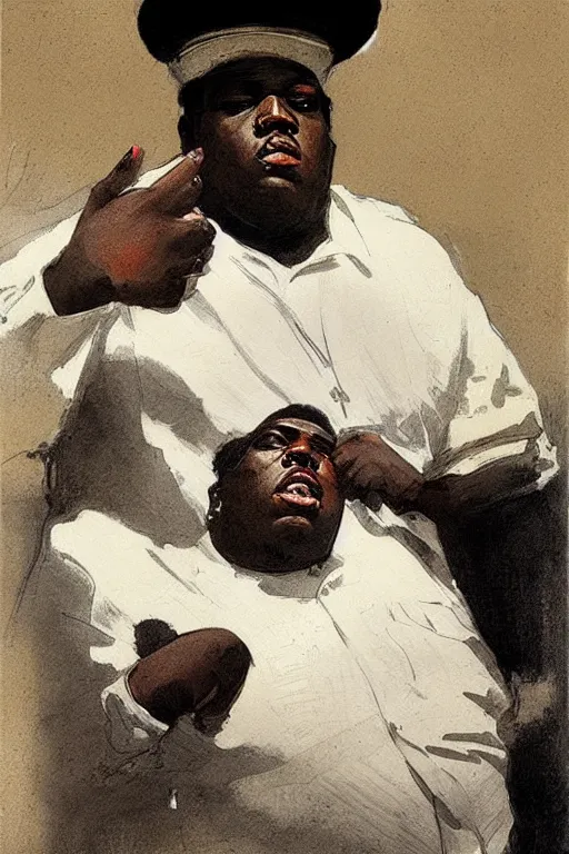 Prompt: portrait of biggie smalls, bloom flowers, modern, eclectic, illustration, by ramon casas