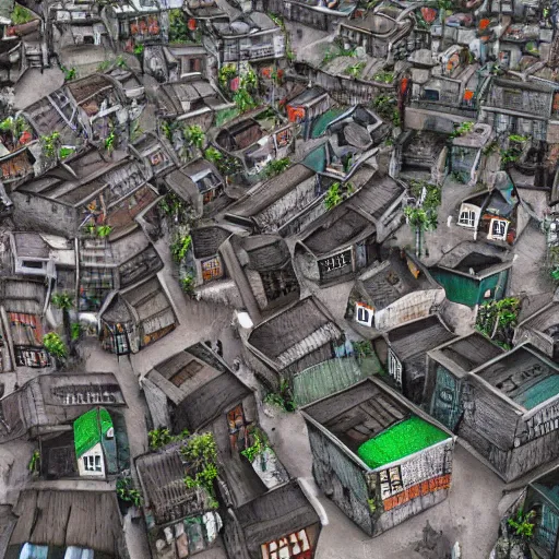 Image similar to extreme uhdr photorealistic photograp of your slum houses, fine details, highly detailed