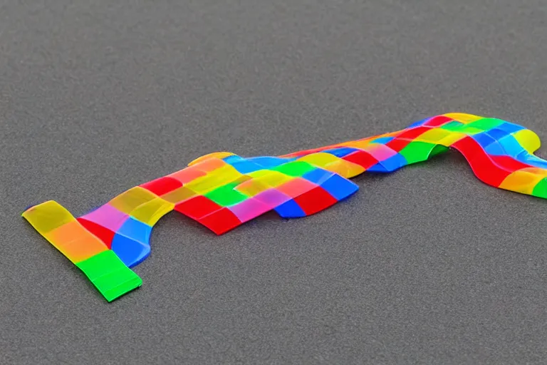 Image similar to windy racetrack made of translucent colorful plastic, miniature 85mm