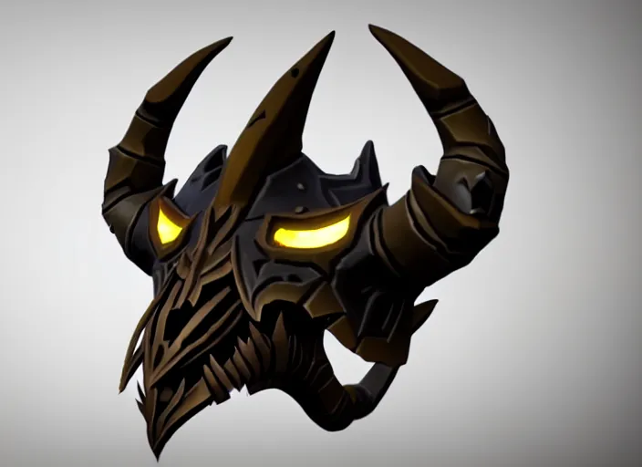 Prompt: horned skull mask, stylized stl, 3 d render, activision blizzard style, hearthstone style, darksiders art style
