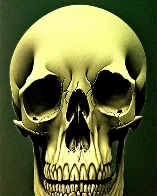 Image similar to portrait of a fleshy veiny skull by zdzislaw beksinski