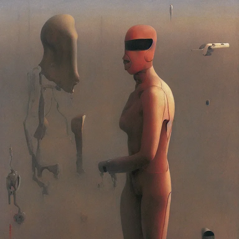 Image similar to portrait of a cyborg, Edward Hopper and James Gilleard, Zdzislaw Beksinski, Steven Outram, highly detailed, Art Nouveau