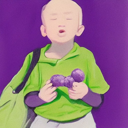 Image similar to cute little boy, purple color palette, art made by mitsuhiro kimura,
