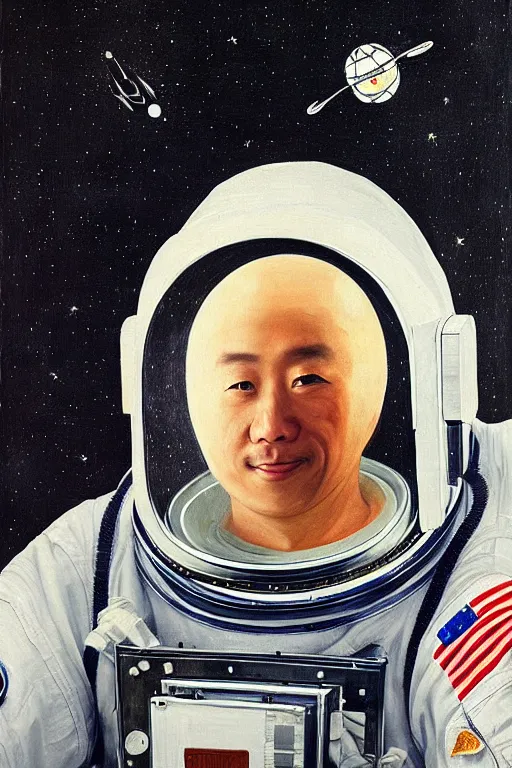 Image similar to portrait of a astronaut in astronaut helmets, by chinese meticulous painting