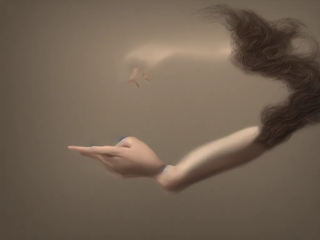 Prompt: a voluminous, amorphous, blob of flowing hair in the shape of an outstretched hand. Epic, elegant, nouveau, highly detailed, digital painting, cinematic, 8k, render